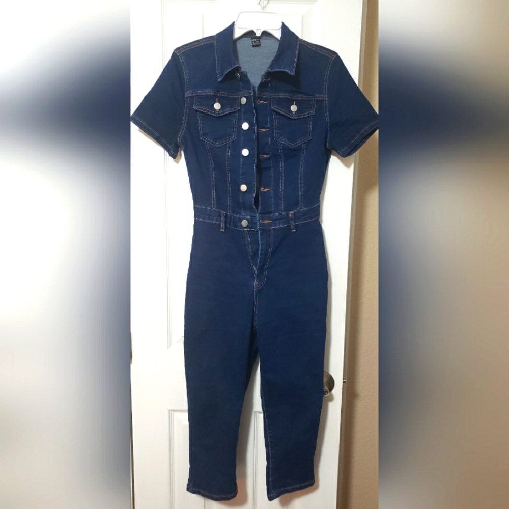 SHEIN Dark Blue Denim Jumpsuit